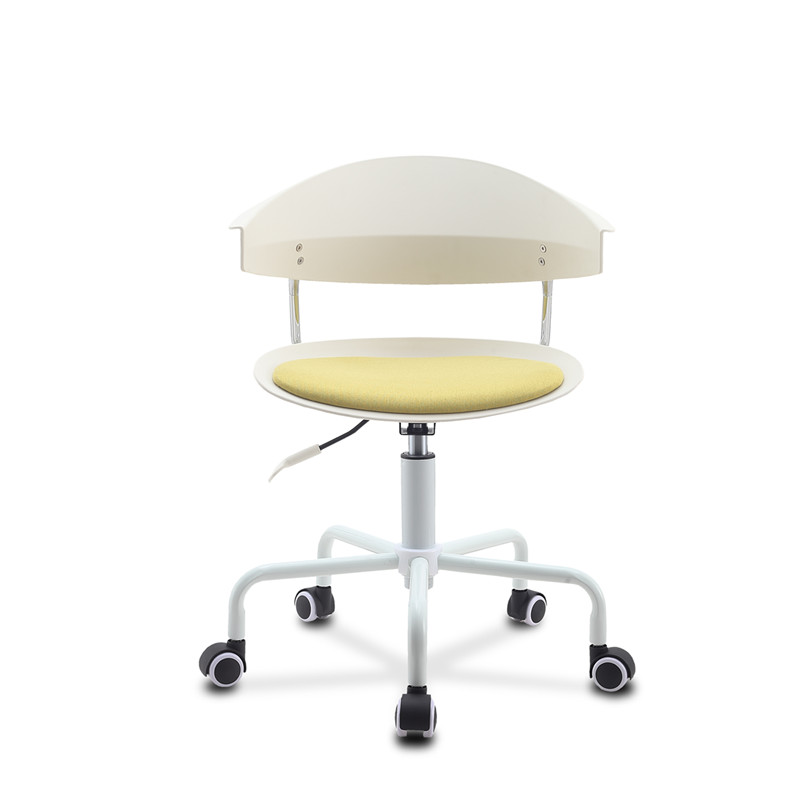 M-0010E White Swivel Chair With Orange Seat